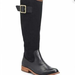 Kork-Ease Rue Black Leather and Suede Tall Buckle Boots size 9